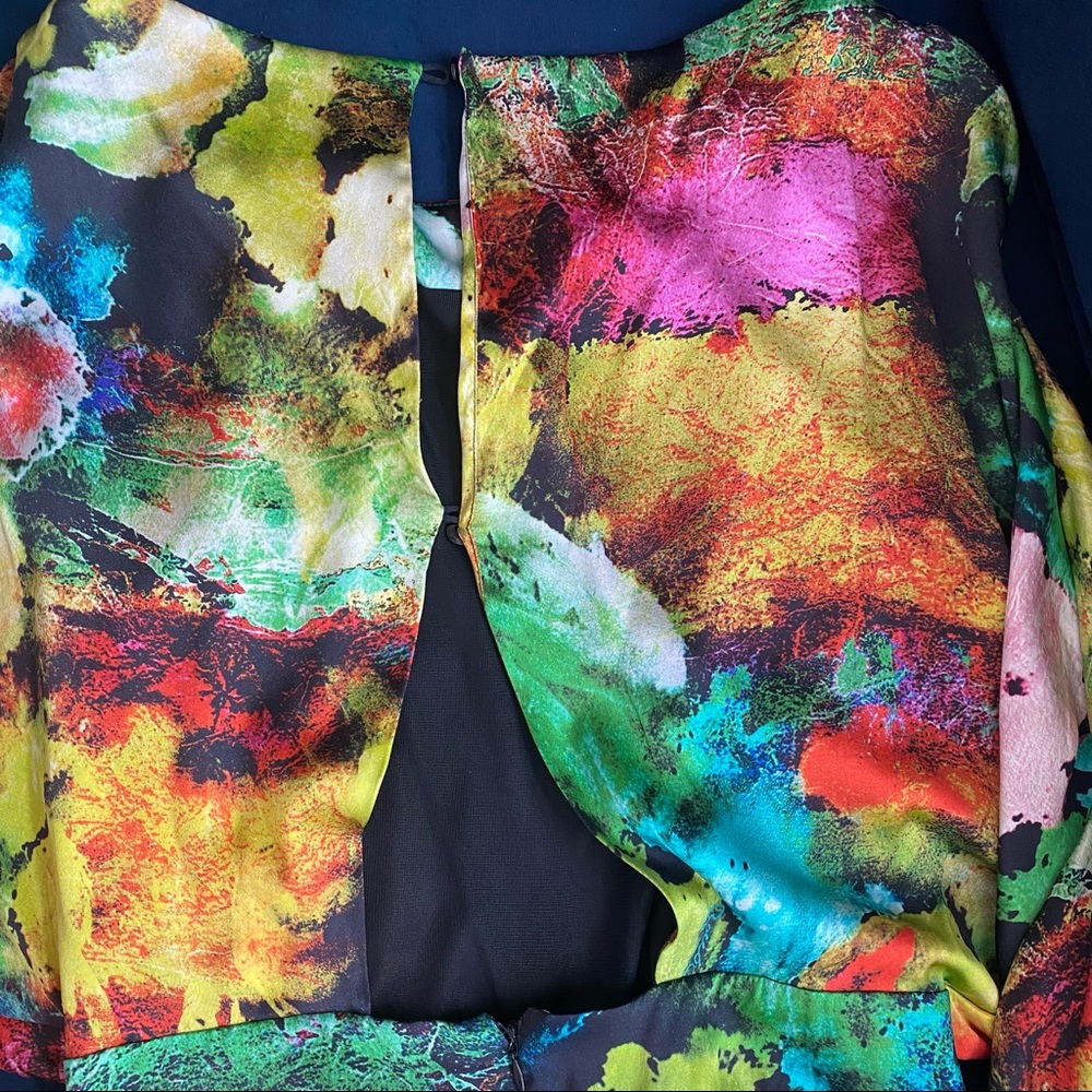 Rocco Barocco Floral Abstract silk dress XS - Picture 15 of 16